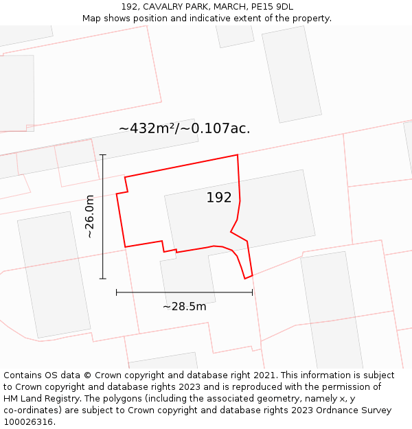 192, CAVALRY PARK, MARCH, PE15 9DL: Plot and title map