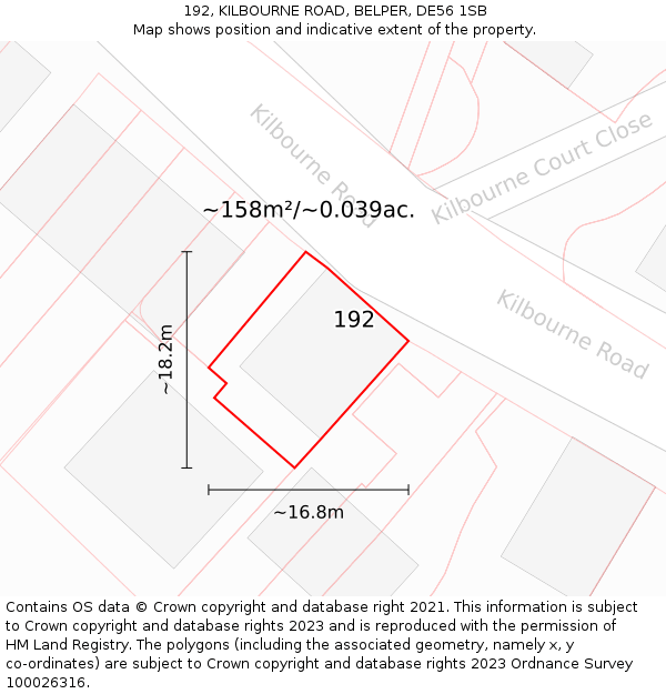 192, KILBOURNE ROAD, BELPER, DE56 1SB: Plot and title map