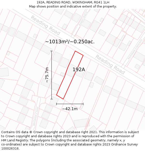 192A, READING ROAD, WOKINGHAM, RG41 1LH: Plot and title map