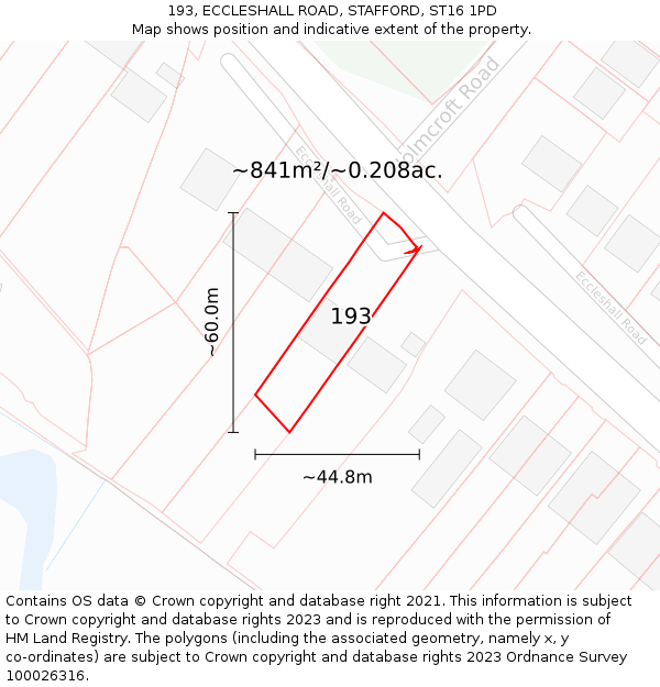 193, ECCLESHALL ROAD, STAFFORD, ST16 1PD: Plot and title map