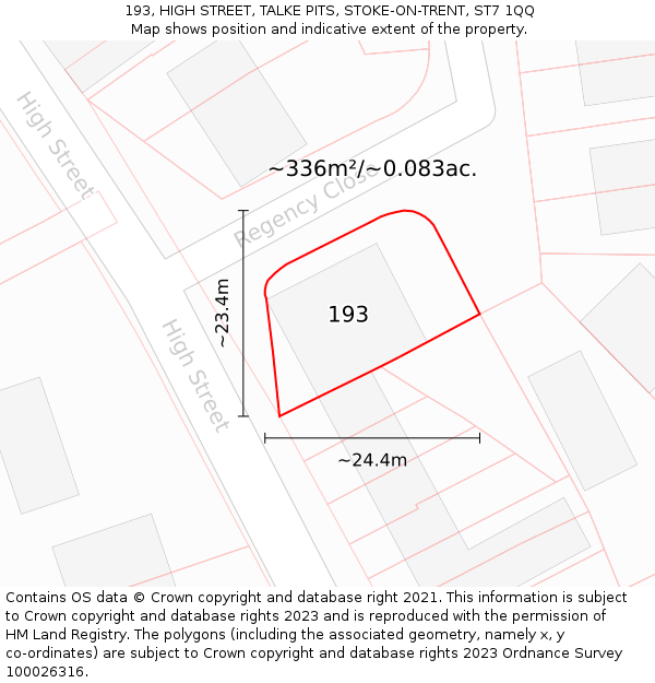 193, HIGH STREET, TALKE PITS, STOKE-ON-TRENT, ST7 1QQ: Plot and title map