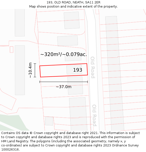 193, OLD ROAD, NEATH, SA11 2ER: Plot and title map