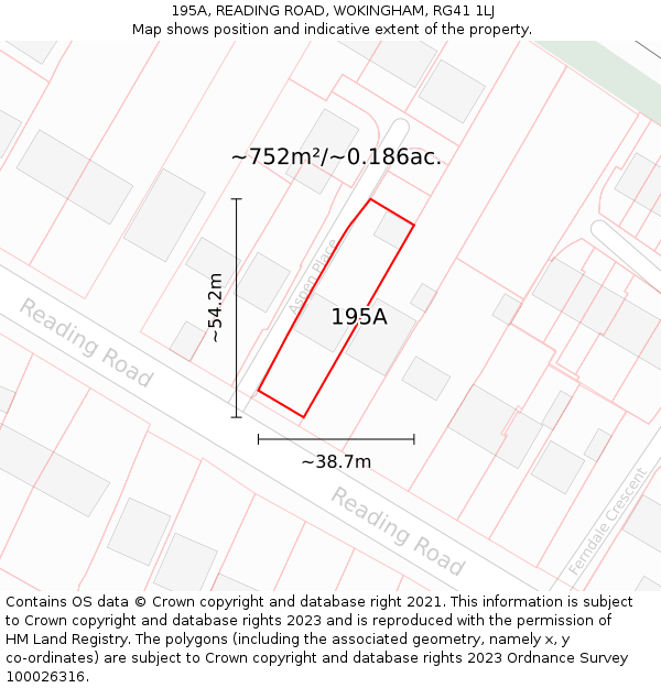 195A, READING ROAD, WOKINGHAM, RG41 1LJ: Plot and title map