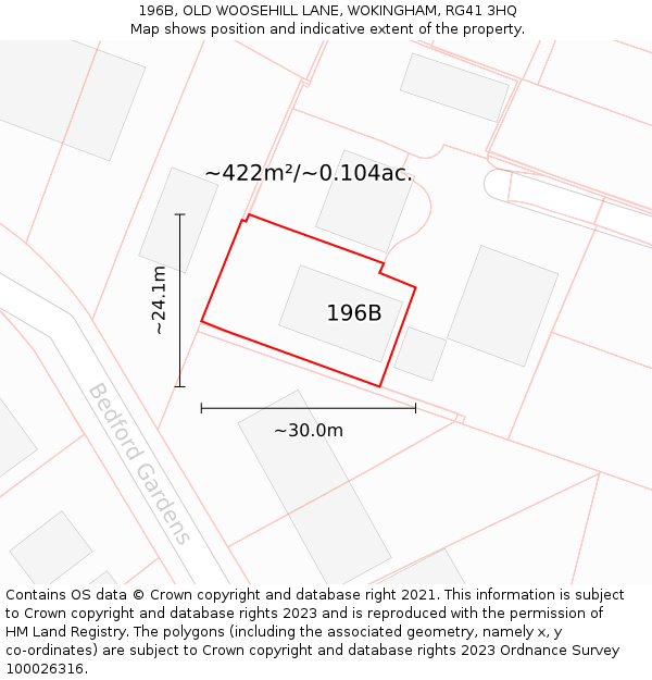 196B, OLD WOOSEHILL LANE, WOKINGHAM, RG41 3HQ: Plot and title map