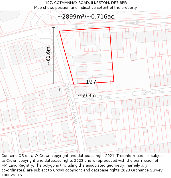 197, COTMANHAY ROAD, ILKESTON, DE7 8RB: Plot and title map