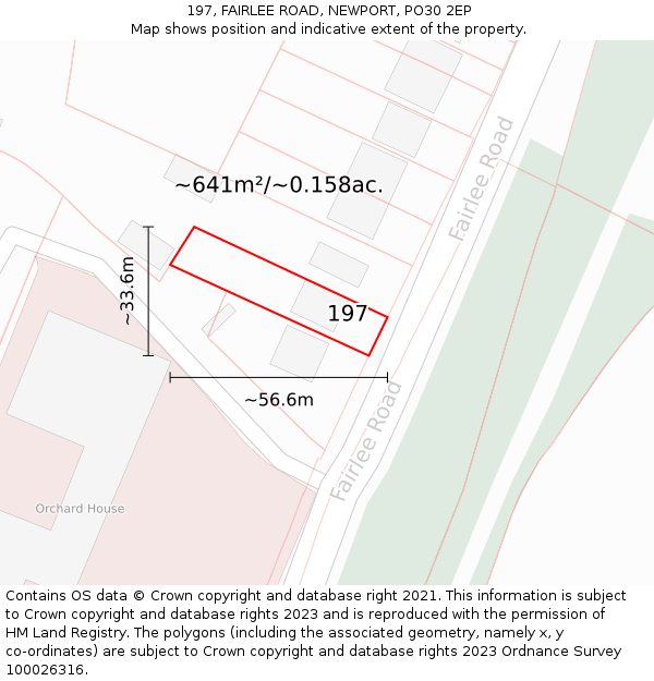 197, FAIRLEE ROAD, NEWPORT, PO30 2EP: Plot and title map