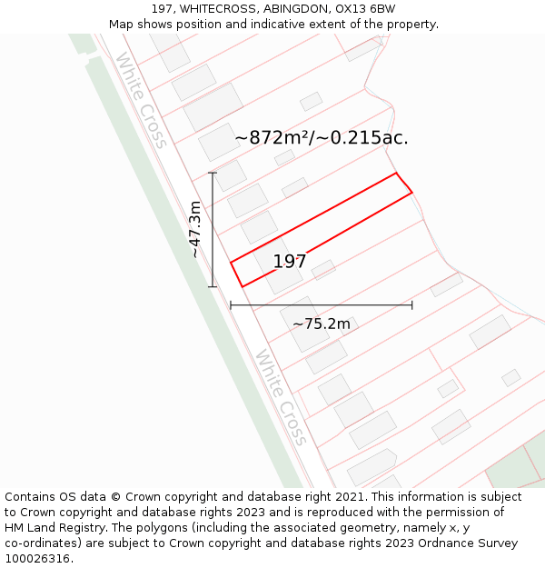 197, WHITECROSS, ABINGDON, OX13 6BW: Plot and title map