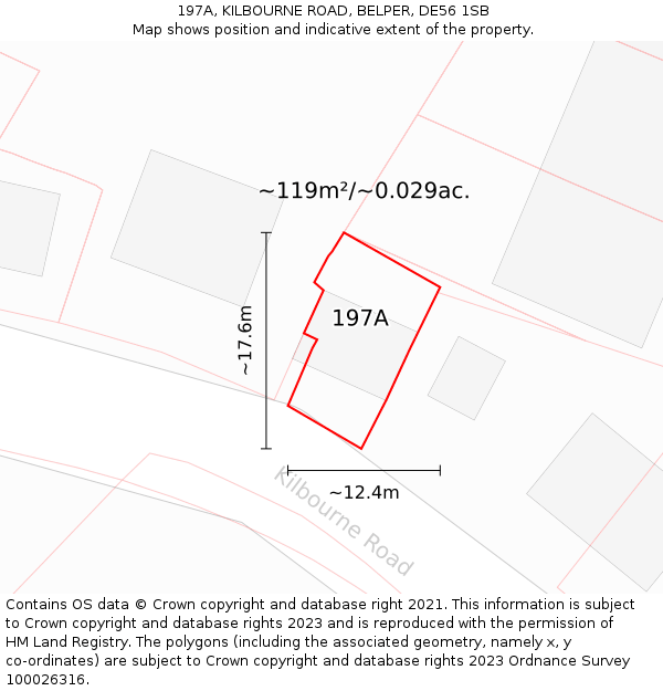197A, KILBOURNE ROAD, BELPER, DE56 1SB: Plot and title map