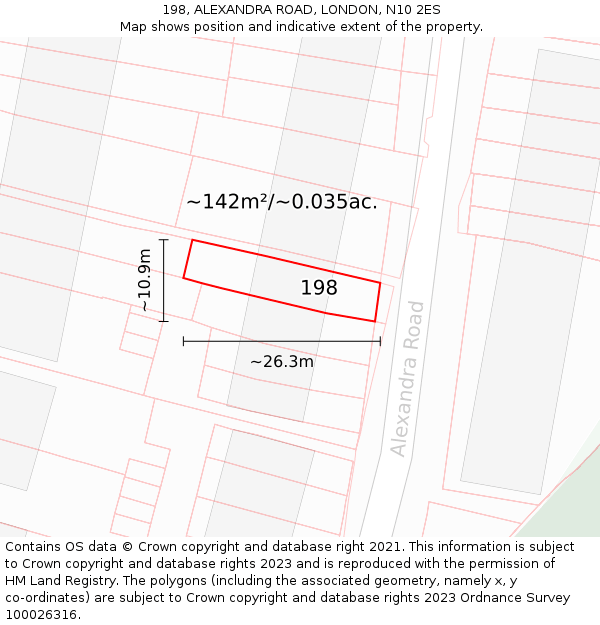 198, ALEXANDRA ROAD, LONDON, N10 2ES: Plot and title map