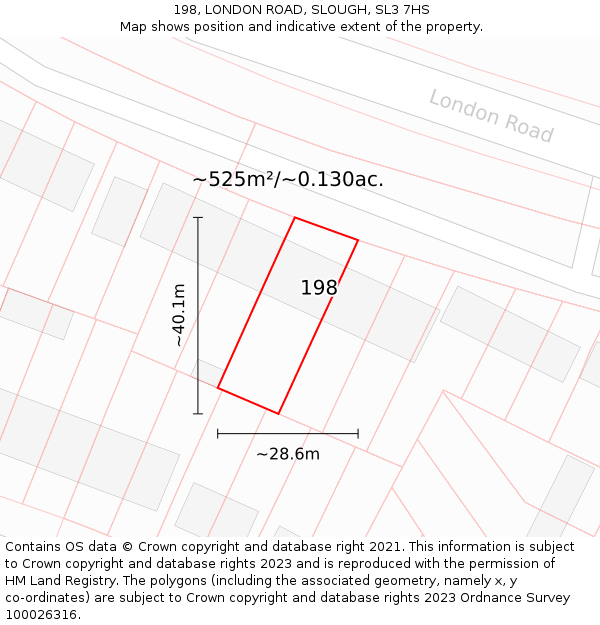 198, LONDON ROAD, SLOUGH, SL3 7HS: Plot and title map