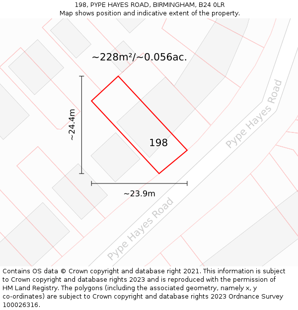 198, PYPE HAYES ROAD, BIRMINGHAM, B24 0LR: Plot and title map