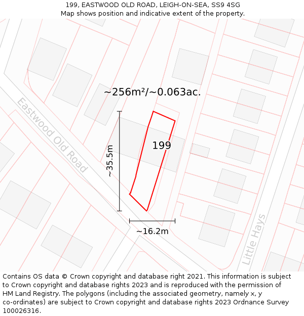 199, EASTWOOD OLD ROAD, LEIGH-ON-SEA, SS9 4SG: Plot and title map