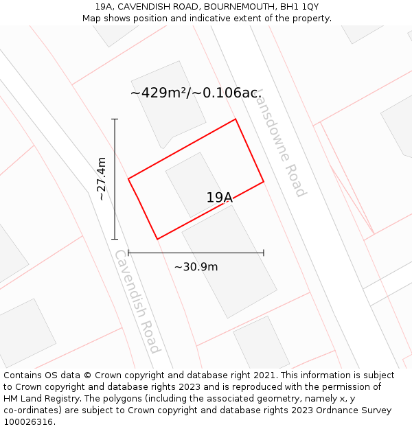 19A, CAVENDISH ROAD, BOURNEMOUTH, BH1 1QY: Plot and title map