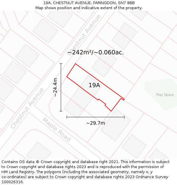 19A, CHESTNUT AVENUE, FARINGDON, SN7 8BB: Plot and title map