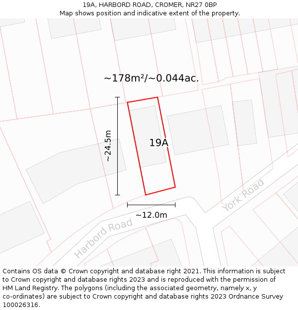 19A, HARBORD ROAD, CROMER, NR27 0BP: Plot and title map