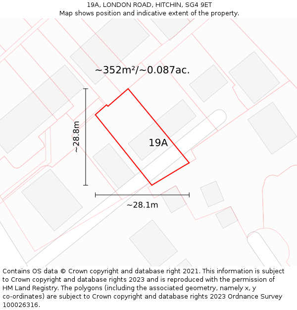 19A, LONDON ROAD, HITCHIN, SG4 9ET: Plot and title map