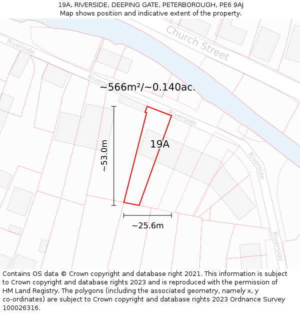 19A, RIVERSIDE, DEEPING GATE, PETERBOROUGH, PE6 9AJ: Plot and title map