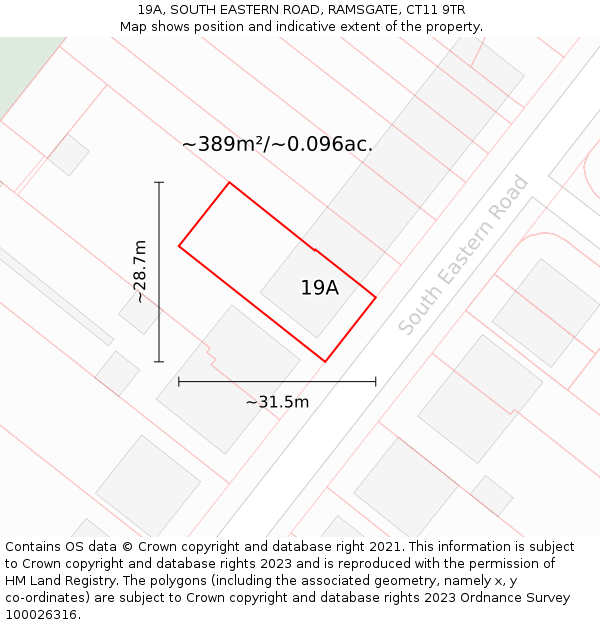 19A, SOUTH EASTERN ROAD, RAMSGATE, CT11 9TR: Plot and title map