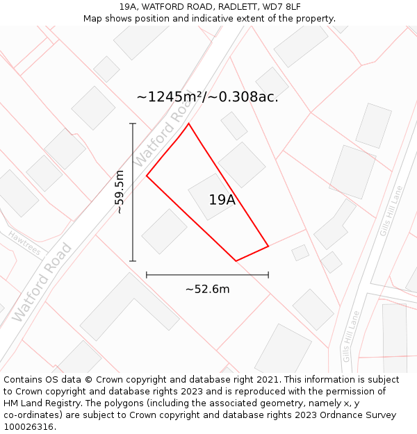 19A, WATFORD ROAD, RADLETT, WD7 8LF: Plot and title map