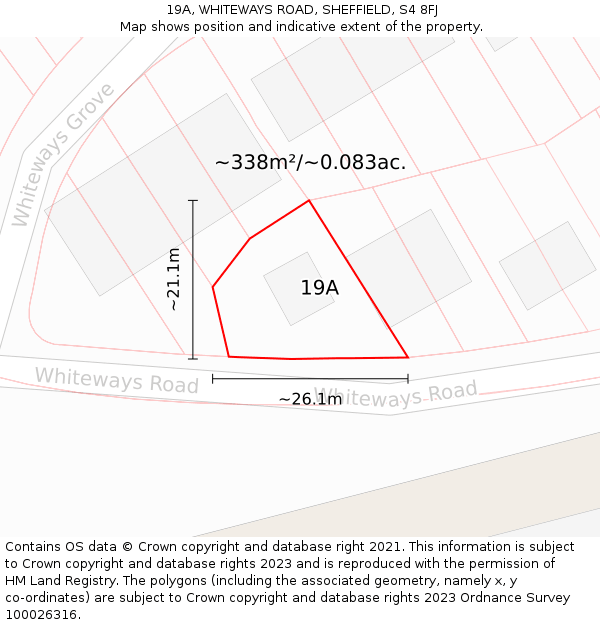 19A, WHITEWAYS ROAD, SHEFFIELD, S4 8FJ: Plot and title map