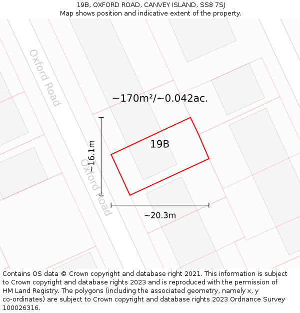 19B, OXFORD ROAD, CANVEY ISLAND, SS8 7SJ: Plot and title map