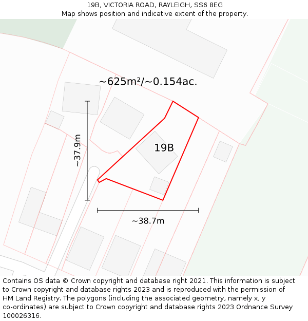 19B, VICTORIA ROAD, RAYLEIGH, SS6 8EG: Plot and title map