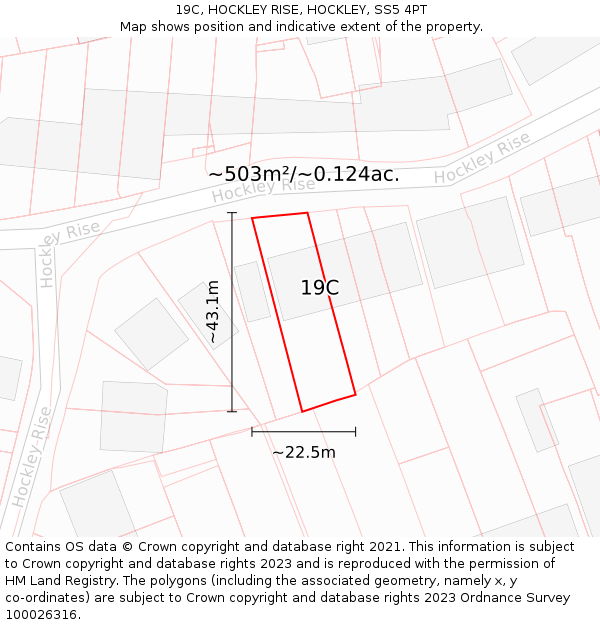 19C, HOCKLEY RISE, HOCKLEY, SS5 4PT: Plot and title map