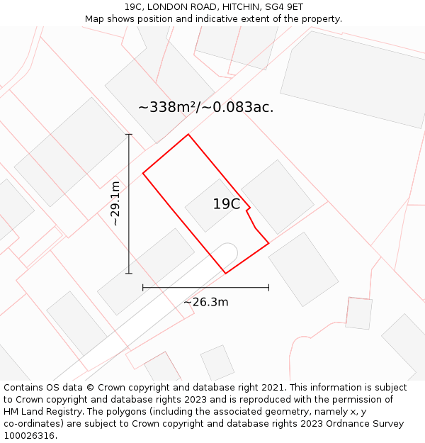 19C, LONDON ROAD, HITCHIN, SG4 9ET: Plot and title map