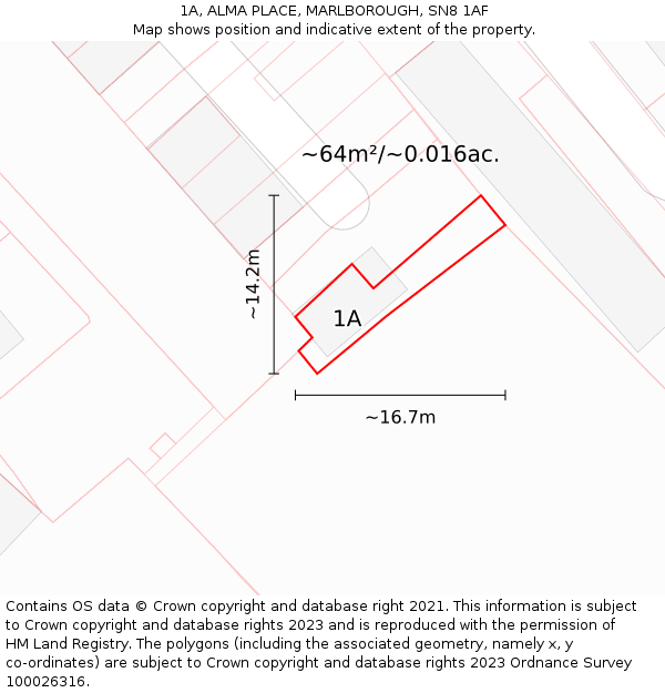 1A, ALMA PLACE, MARLBOROUGH, SN8 1AF: Plot and title map