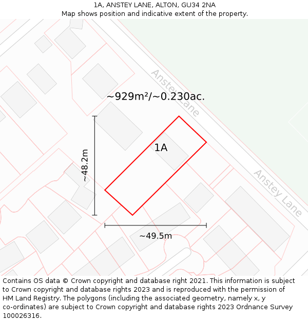 1A, ANSTEY LANE, ALTON, GU34 2NA: Plot and title map