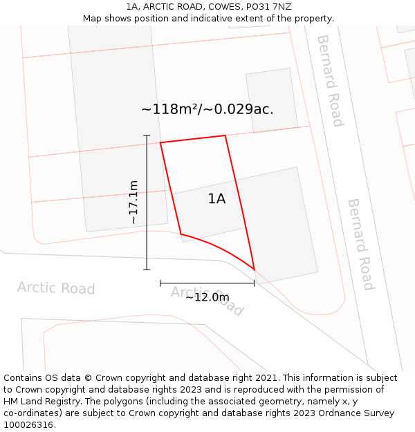 1A, ARCTIC ROAD, COWES, PO31 7NZ: Plot and title map