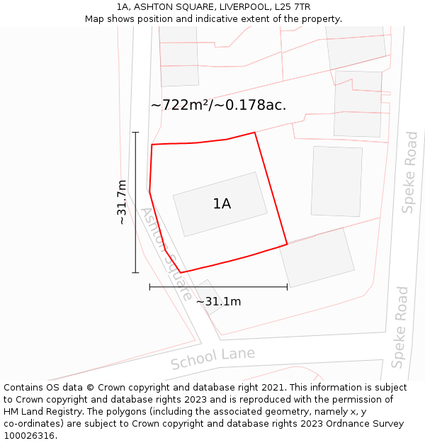 1A, ASHTON SQUARE, LIVERPOOL, L25 7TR: Plot and title map