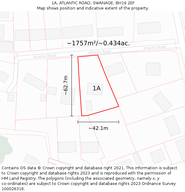 1A, ATLANTIC ROAD, SWANAGE, BH19 2EF: Plot and title map