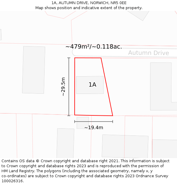 1A, AUTUMN DRIVE, NORWICH, NR5 0EE: Plot and title map