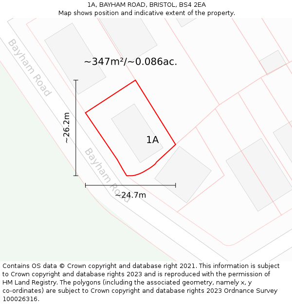 1A, BAYHAM ROAD, BRISTOL, BS4 2EA: Plot and title map