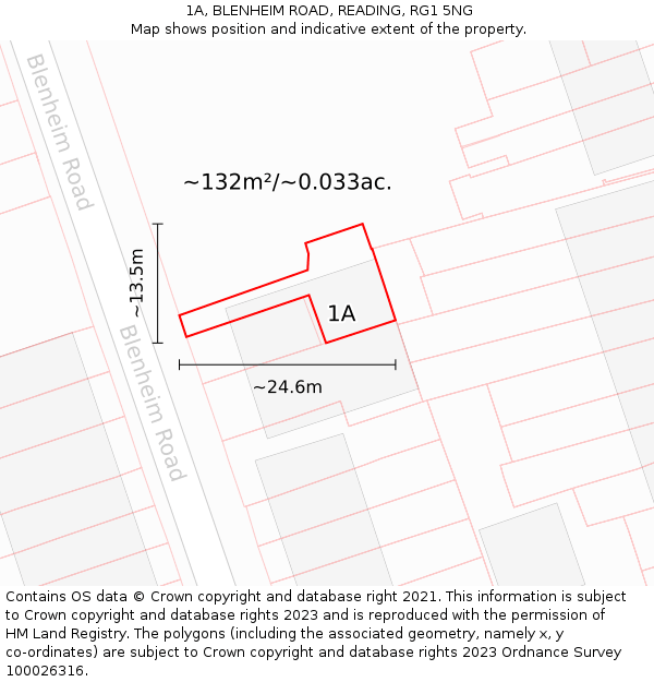 1A, BLENHEIM ROAD, READING, RG1 5NG: Plot and title map