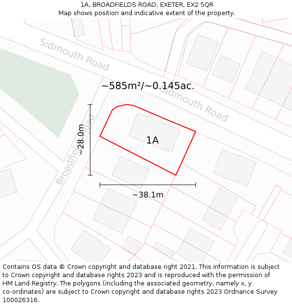 1A, BROADFIELDS ROAD, EXETER, EX2 5QR: Plot and title map