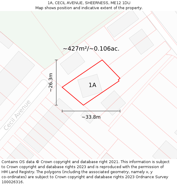 1A, CECIL AVENUE, SHEERNESS, ME12 1DU: Plot and title map