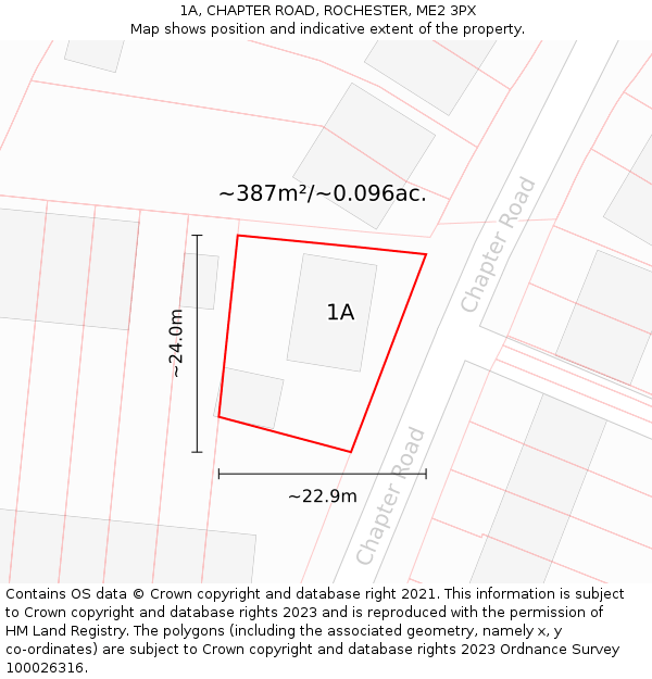 1A, CHAPTER ROAD, ROCHESTER, ME2 3PX: Plot and title map