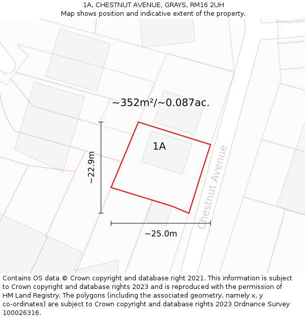 1A, CHESTNUT AVENUE, GRAYS, RM16 2UH: Plot and title map