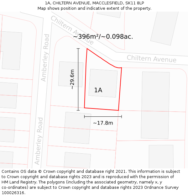 1A, CHILTERN AVENUE, MACCLESFIELD, SK11 8LP: Plot and title map