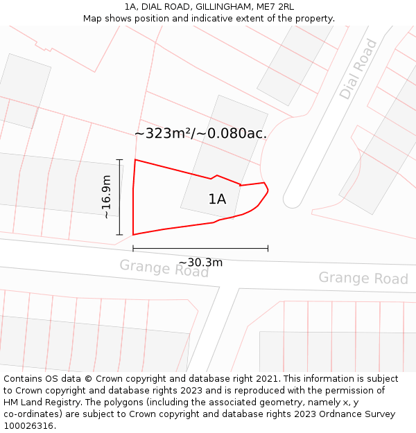 1A, DIAL ROAD, GILLINGHAM, ME7 2RL: Plot and title map