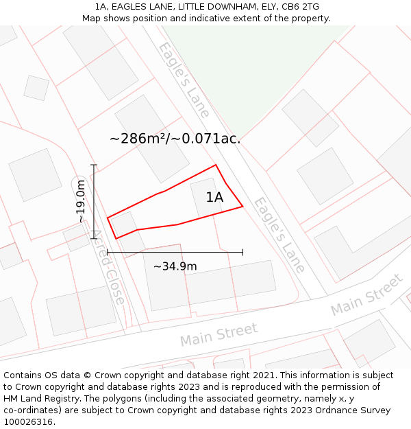 1A, EAGLES LANE, LITTLE DOWNHAM, ELY, CB6 2TG: Plot and title map