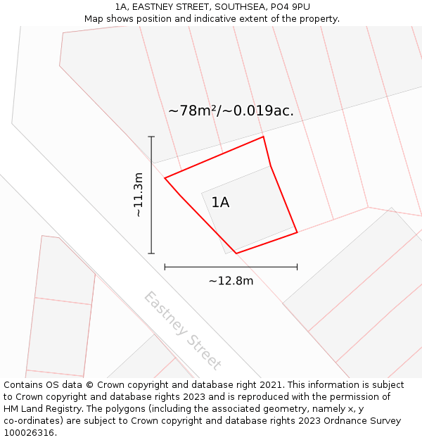 1A, EASTNEY STREET, SOUTHSEA, PO4 9PU: Plot and title map