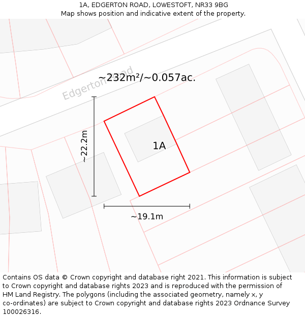 1A, EDGERTON ROAD, LOWESTOFT, NR33 9BG: Plot and title map