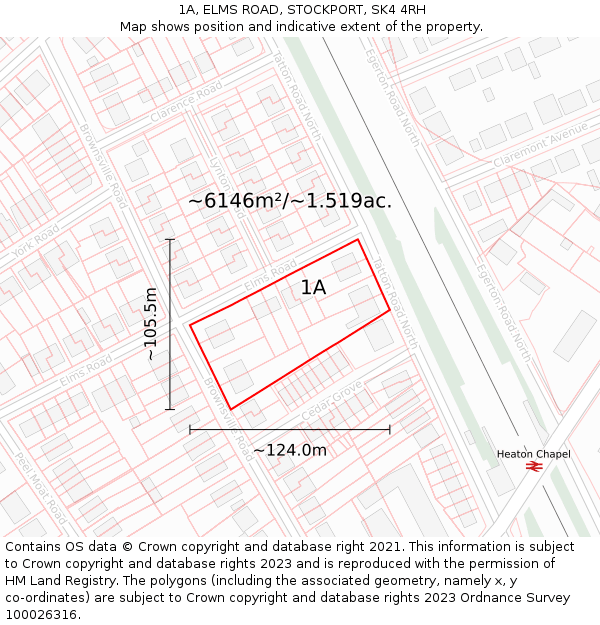 1A, ELMS ROAD, STOCKPORT, SK4 4RH: Plot and title map