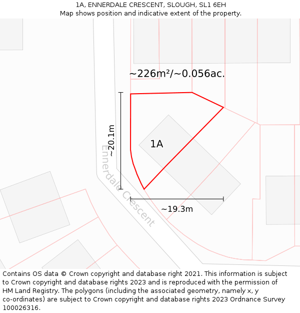 1A, ENNERDALE CRESCENT, SLOUGH, SL1 6EH: Plot and title map