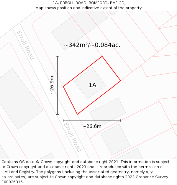 1A, ERROLL ROAD, ROMFORD, RM1 3DJ: Plot and title map