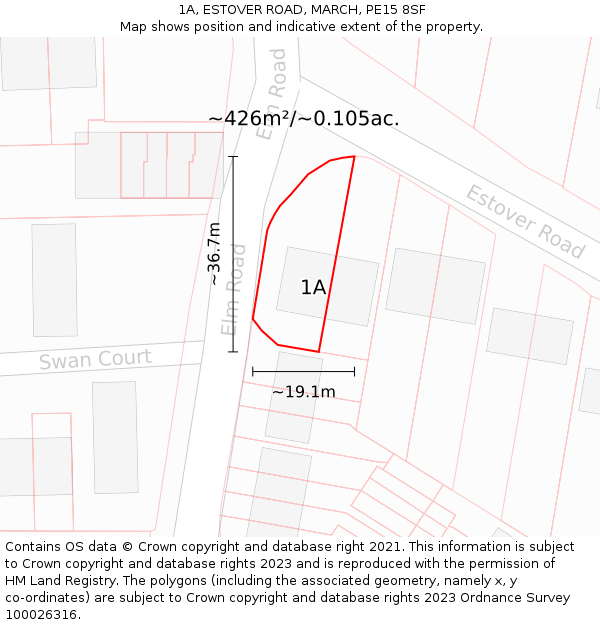 1A, ESTOVER ROAD, MARCH, PE15 8SF: Plot and title map