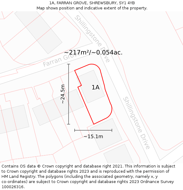 1A, FARRAN GROVE, SHREWSBURY, SY1 4YB: Plot and title map